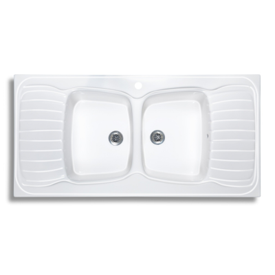 EVIER 2 BAC 120*60 BLANC IDEAL 1CH