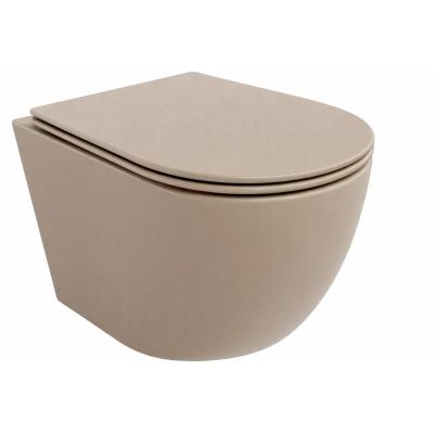 CUVETTE CARINO SUSPENDU ROND + ABATTANT SOFT CAPPUCINO MAT