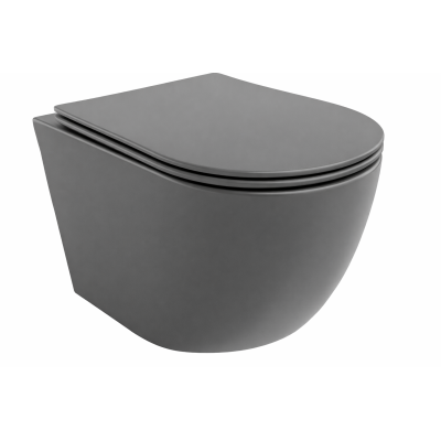 CUVETTE CARINO SUSPENDU  ROND + ABATTANT SOFT GRIS MAT