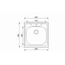 EVIER INOX ROCO STYLE 520*420MM 1 BAC +SIPHON