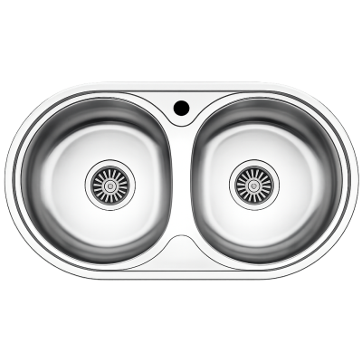 EVIER INOX ROCO STYLE SANS EGOUTTOIR 2BAC+SIPHON