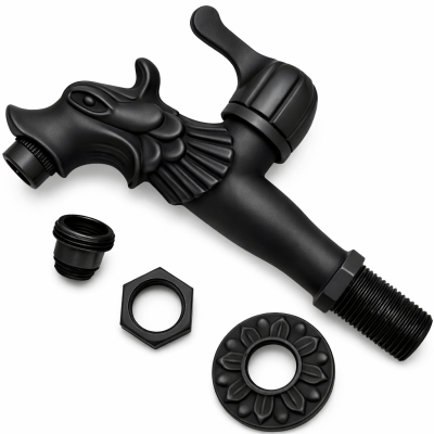 ROBINET JARDIN ARTISTIQUE TIGE REMER NOIR