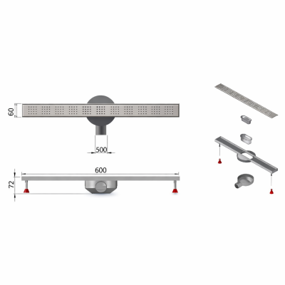 CANIVEAU DE DOUCHE SLIM CARRE 600