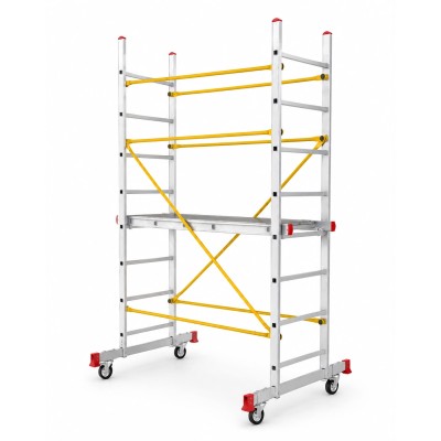 Echafaudage simple en aluminium avec 4 roues avec frein