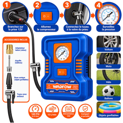 WADFOW MINI COMPRESSEUR 11 BARS